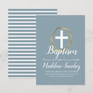 Baptism Blue Gold Dedication Christening Kaart