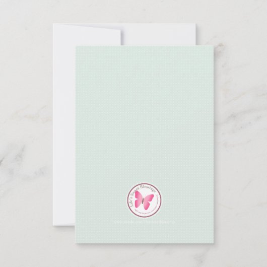 Baptism Blue Opal Delicate Floral Lace Bedankkaart (Achterkant)