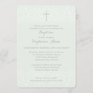 Baptism Blue Opal Delicate Floral Lace Kaart