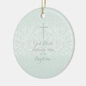 Baptism Blue Opal Delicate Floral Lace Keramisch Ornament (Links)