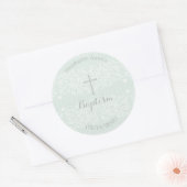 Baptism Blue Opal Delicate Floral Lace Ronde Sticker (Envelop)