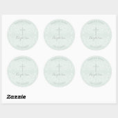 Baptism Blue Opal Delicate Floral Lace Ronde Sticker (Vel)