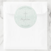Baptism Blue Opal Delicate Floral Lace Ronde Sticker (Tas)