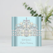 Baptism Blue Tiara Silver White Pearl Diamond Kaart (Staand voorkant)