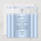 Baptism Blue White Lace Foto Jewel Cross Boy Kaart (Achterkant)