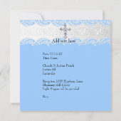 Baptism Blue White Lace Foto Jewel Cross Boy Kaart (Achterkant)