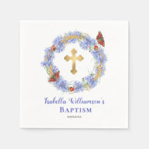 Baptism Blue Wildflower & Butterfly Napkins