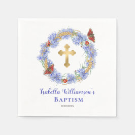 Baptism Blue Wildflower & Butterfly Napkins Servet