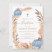 Baptism Boho Pampas arrangement blue Pumpkin Kaart (Voorkant)