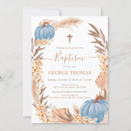 Baptism Boho Pampas arrangement blue Pumpkin Kaart