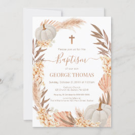 Baptism Boho Pampas arrangement white Pumpkin Kaart