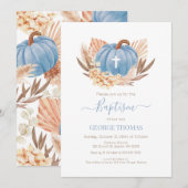 Baptism Boho Pampas Pumpkin blue Kaart (Voorkant / Achterkant)
