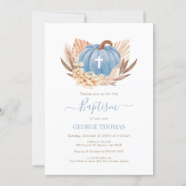 Baptism Boho Pampas Pumpkin blue Kaart