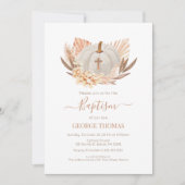 Baptism Boho Pampas white Pumpkin Invitation  Kaart (Voorkant)