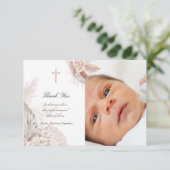 Baptism boho waterverf rozen bedankt je kaart (Staand voorkant)