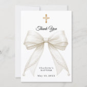 Baptism bow white ivory pearls photo bedankkaart (Voorkant)