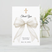 Baptism bow white ivory pearls photo bedankkaart (Staand voorkant)