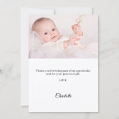 Baptism bow white ivory pearls photo bedankkaart (Achterkant)