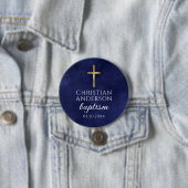 Baptism Boy Elegant Royal Blue Ronde Button 7,6 Cm (In situ)