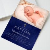 Baptism Boy Elegant Royal Blue Waterverf Kaart