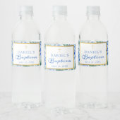 Baptism Boy Modern Roos Dusty Blue Waterverf Waterfles Etiket (Flessen)