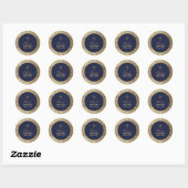 Baptism Boy Navy Blue Gold Rozen Elegant Ronde Sticker (Vel)