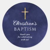 Baptism Boy Royal Blue Ronde Sticker (Voorkant)