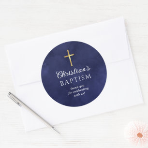 Baptism Boy Royal Blue Ronde Sticker
