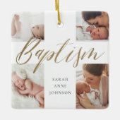 Baptism Calligraphy Photo Collage Baby Keepsake Keramisch Ornament (Voorkant)