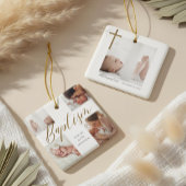 Baptism Calligraphy Photo Collage Baby Keepsake Keramisch Ornament
