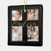 Baptism Calligraphy Photo Collage Black & Gold Keramisch Ornament (Links)
