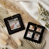 Baptism Calligraphy Photo Collage Black & Gold Keramisch Ornament