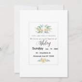 Baptism Card minimalist with Cross and Flowers Kaart (Voorkant)