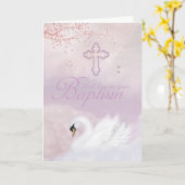 Baptism Card With Pink Swan Kaart (Gele Bloem)