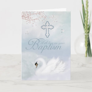 Baptism Card With Pink Swan Kaart