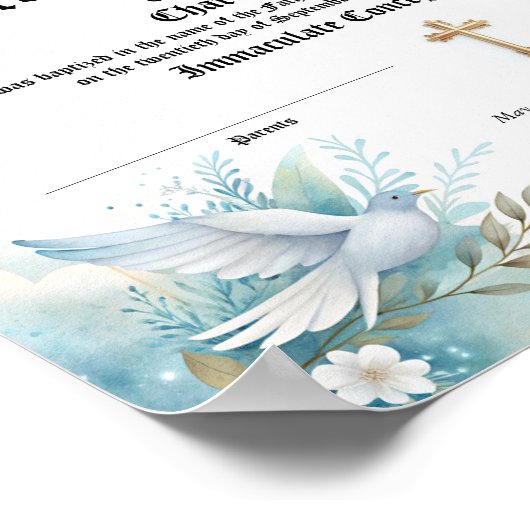 Baptism Certificate Religious Keepsake Poster (Hoek)