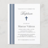 BAPTISM Chic Vertical Striped Navy Blue Cross (Voorkant)