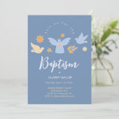 Baptism Christening Angel en Dove Invitation Kaart (Staand voorkant)