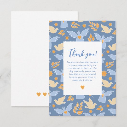 Baptism Christening angel en duif Bedankkaart (Voorkant / Achterkant)