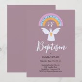 Baptism Christening angel en regenbooguitnodiging Kaart (Voorkant / Achterkant)