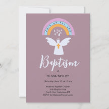 Baptism Christening angel en regenbooguitnodiging