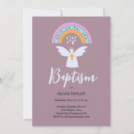 Baptism Christening angel en regenbooguitnodiging Kaart