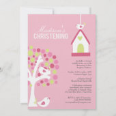 Baptism Christening Bird Tree Aangepaste uitnodigi Kaart (Achterkant)