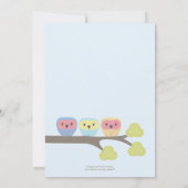 Baptism Christening Ceremony Cute Owls Uitnodiging (Achterkant)