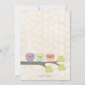 Baptism Christening Ceremony Cute Owls Uitnodiging (Achterkant)