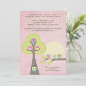 Baptism Christening Ceremony Cute Owls Uitnodiging (Staand voorkant)