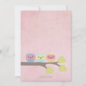 Baptism Christening Ceremony Cute Owls Uitnodiging (Achterkant)