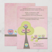 Baptism Christening Ceremony Cute Owls Uitnodiging (Voorkant / Achterkant)