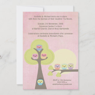 Baptism Christening Ceremony Cute Owls Uitnodiging