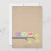 Baptism Christening Ceremony Cute Owls Uitnodiging (Achterkant)